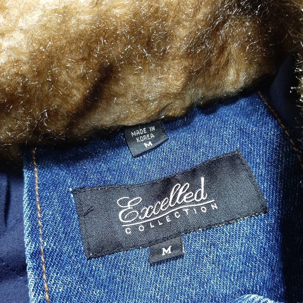 Excelled Collection Faux Fur Trim Jean Jacket M - Picture 2 of 11